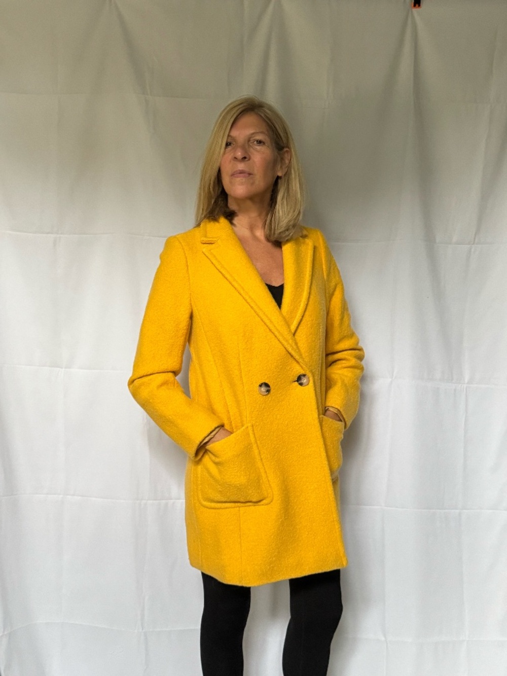 Talbots Yellow Wool Blend Double Breasted Coat Size 6